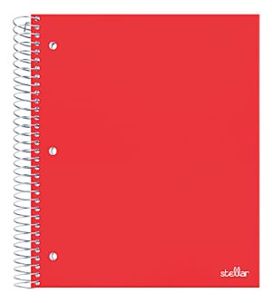 Office Depot Brand Stellar Poly Notebook, 8-1/2" x 10-1/2", 3 Subject, Wide Ruled, 150 Sheets, Red