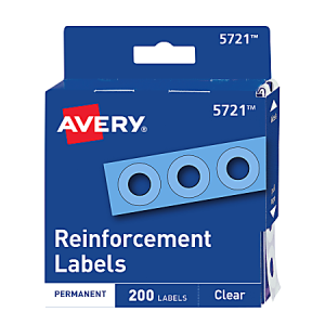 Avery Permanent Self-Adhesive Reinforcement Labels, Clear, Pack Of 200