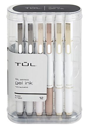 TUL GL Series Retractable Gel Pens, Medium Point, 0.7 mm, Pearl White Barrel, Black Ink, Pack Of 12 Pens