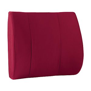 DMI Contour Foam Lumbar Back Support Cushion Pillow With Strap, 14"H x 13"W x 3"D, Burgundy