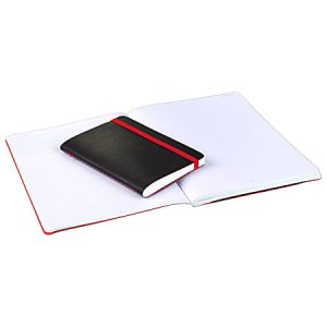 Black n' Red Stitched Business Journal, 5 3/4" x 8 1/4", Ruled, 142 Pages (71 Sheets), Black