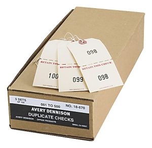 Avery Duplicate Auto Park Tags, Strung, 4 3/4" x 2 3/8", Manila, Box Of 500
