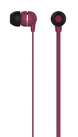 Ativa Plastic Earbud Headphones With Flat Cable, Red, MW-HLP-001-R