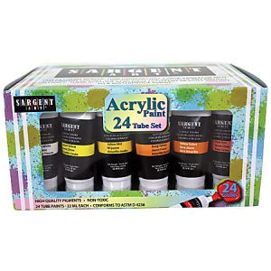 Sargent Art Acrylic Paint Tubles, 22ml, Assorted Colors, Set Of 24 Tubes