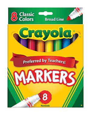 Crayola Broad Line Markers, Assorted Classic Colors, Pack Of 8