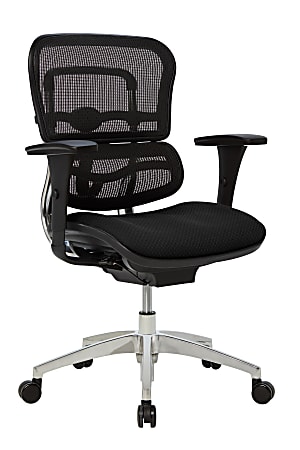 WorkPro 12000 Series Ergonomic Mesh/Premium Fabric Mid-Back Chair, Black/Black, BIFMA Compliant