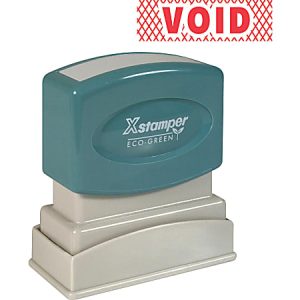Xstamper Pre-Inked VOID One Color Title Stamp, 62% Recycled, 100000 Impressions, Red