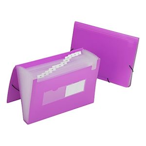 SKILCRAFT 12-Tab Poly Expandable File Folder, 1-1/4" Expansion, Letter Size, Purple (AbilityOne 7530016597147)