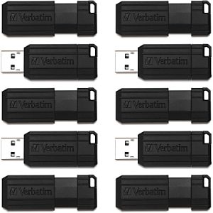 Verbatim PinStripe USB Flash Drive, 32GB, Black, Pack Of 10
