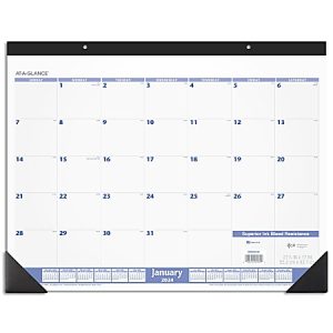 2024 AT-A-GLANCE Monthly Desk Pad Calendar, 21-3/4" x 17", Blue/Gray, January To December 2024, SW20000