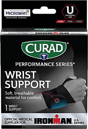 CURAD Universal Wraparound Wrist Support With Microban, Black