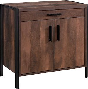 Sauder Briarbrook Commercial Utility Stand Base For Library Hutch, 29-3/4H x 32-1/6W x 18-1/2D, Barrel Oak/Black