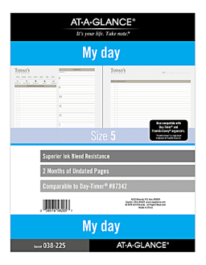 AT-A-GLANCE 2-Month Daily Planner Calendar Refill, 8-1/2" x 11", White, 038-2