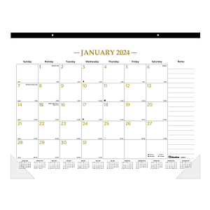 2024 Blueline Monthly Desk Pad Calendar, 22" x 17", Classic Gold, January To December 2024 , C199003