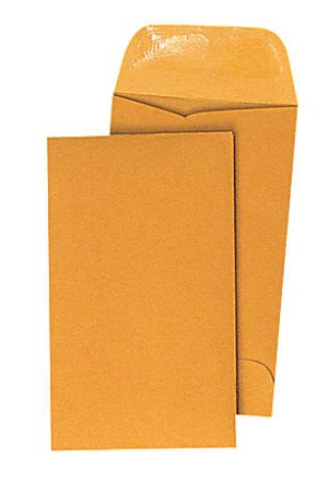 Quality Park Coin Envelopes, 2 1/2" x 4 1/4", Brown Kraft, Box Of 500