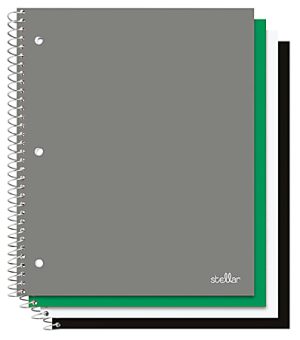 Office Depot Brand Stellar Poly Notebooks, 8" x 10-1/2", 1 Subject, Wide Ruled, 100 Sheets, Assorted Colors, Pack Of 4 Notebooks