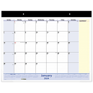 2024-2025 AT-A-GLANCE QuickNotes 13-Month Monthly Desk Pad Calendar, 22" x 17", January 2024 To January 2025, SK70000