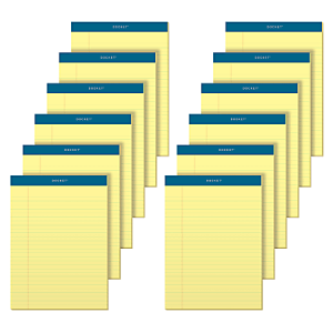 TOPS Docket Writing Pads, 8 1/2" x 11 3/4", Legal Ruled, 50 Sheets Per Pad, Canary, Pack Of 12 Pads