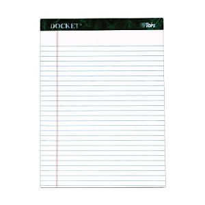 TOPS™ Docket™ Writing Pads, 8 1/2" x 11 3/4", Legal Ruled, 50 Sheets Per Pad, White, Pack Of 12 Pads