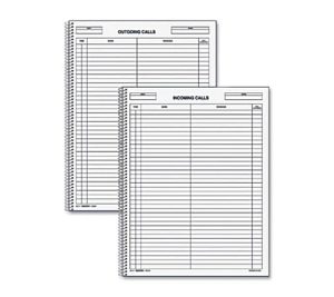 Rediform Incoming/Outgoing Call Register Book, 100 Sheets, 8 1/2" x 11"