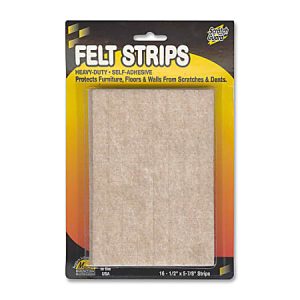Master Caster Scratch Guard Felt Pads, 1/2" x 5 7/8", Beige, Pack Of 16