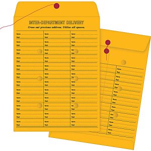 Quality Park Interdepartment Envelopes, 10" x 13", 2-Sided, Wide Rule, Button & String, Brown Kraft, Box Of 100