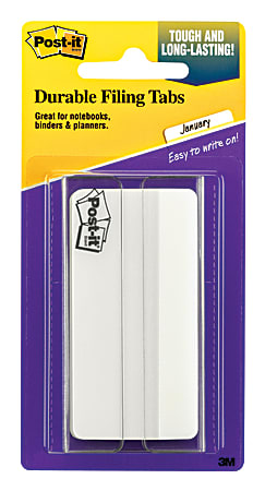 Post-it Notes Durable Filing Tabs, 3", White, Pack Of 50 Tabs