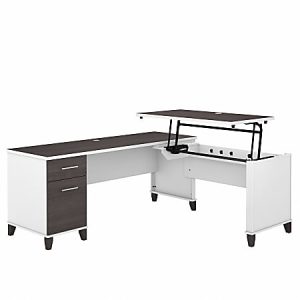 Bush Furniture Somerset 72"W 3-Position Sit-to-Stand L-Shaped Desk, Storm Gray/White, Standard Delivery