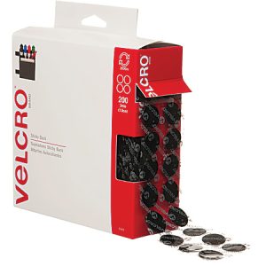 VELCRO Brand Tape Combo Pack, 3/4" Dots, Black, Case Of 200 Dots