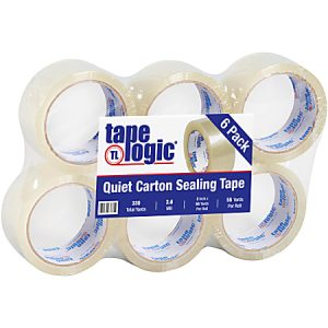 Tape Logic Quiet Carton-Sealing Tape, 2" x 55 Yd., Clear, Pack Of 6 Rolls