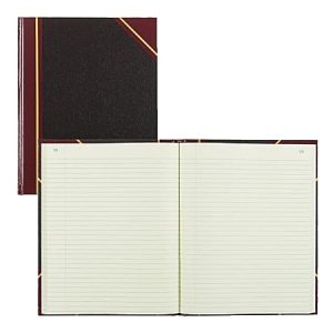 National 50% Recycled Black Texhide Record Book With Margin, 8 3/8" x 10 3/8", 150 Pages