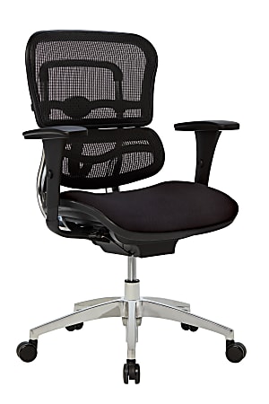 WorkPro 12000 Series Ergonomic Mesh/Fabric Mid-Back Chair, Black/Black, BIFMA Compliant