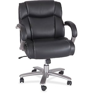 Safco Big & Tall Bonded Leather Mid-Back Chair, 350 Lb Weight Capacity, Black