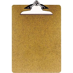 OIC® 100% Recycled Hardboard Clipboard, Letter Size, 9" x 12 1/2", Brown, 83140